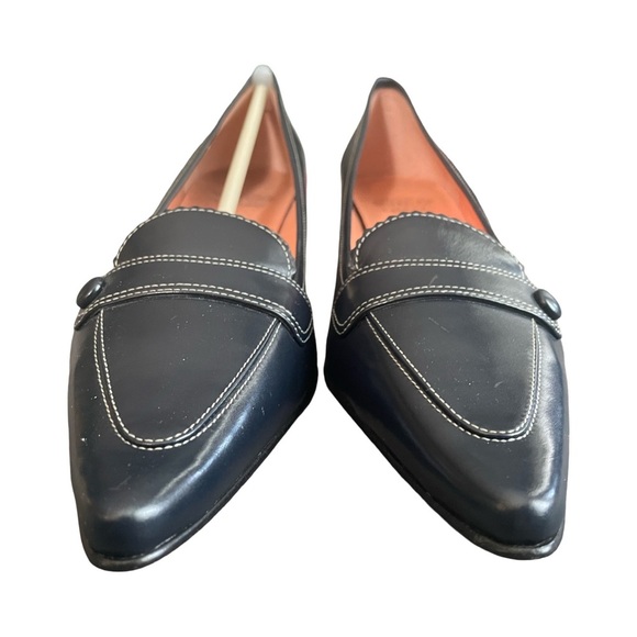 Circa Joan & David Navy Leather Kitten-Heel Loafers – Size 7.5M - Picture 6 of 8